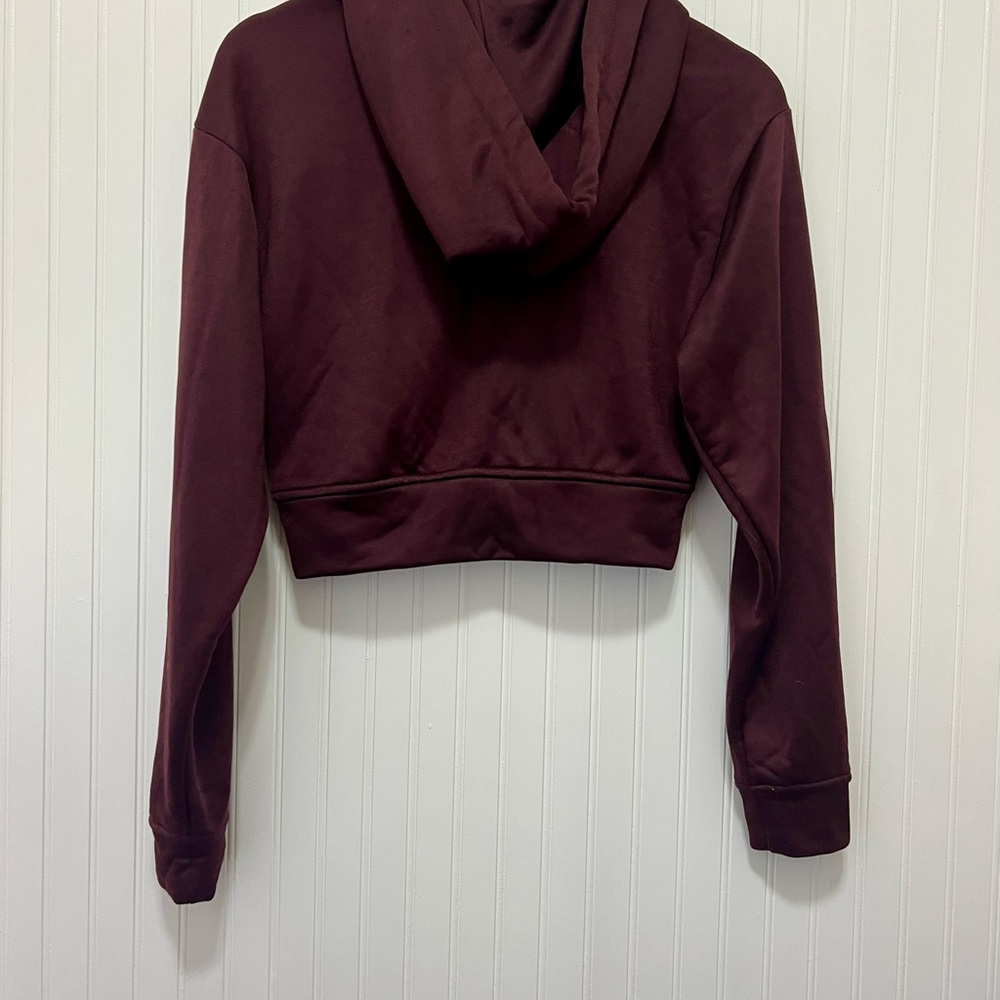 Alexander Wang Maroon Cropped Twist Hoodie - Picture 2 of 3